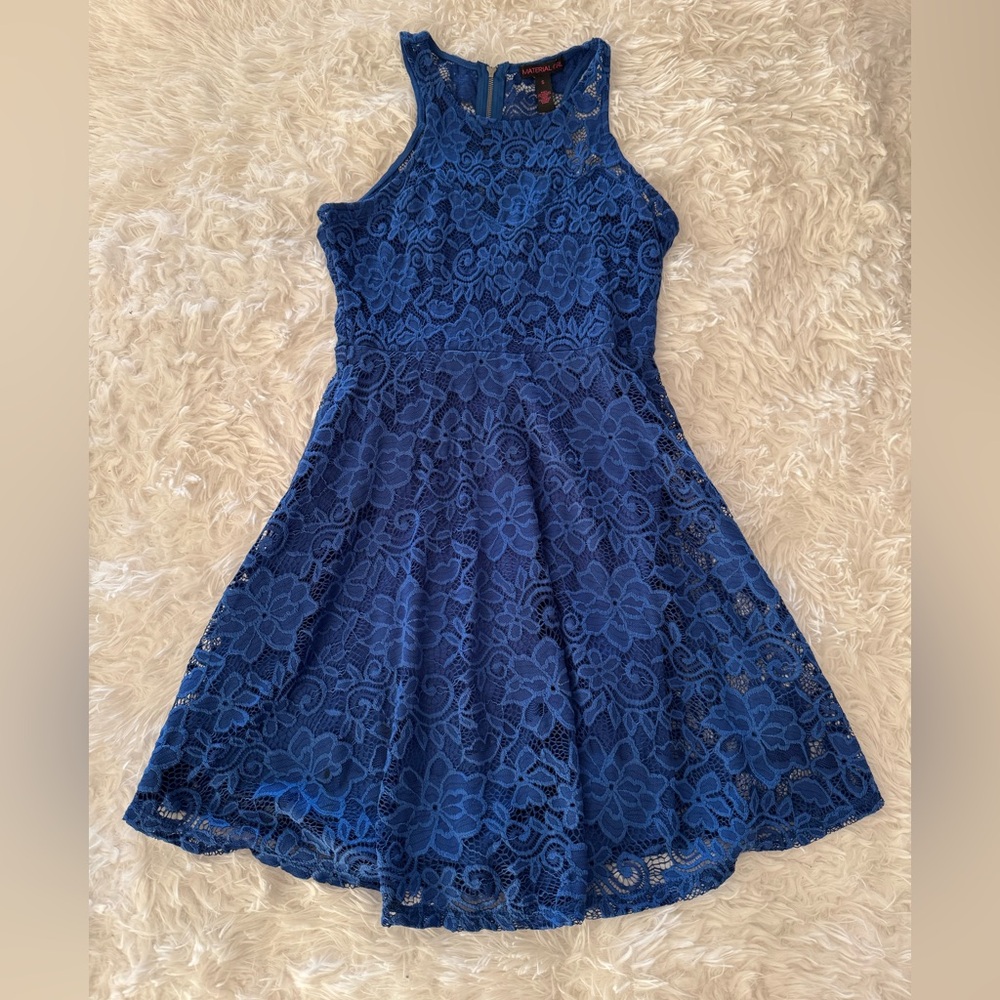 Material Girl Blue Lace Dress